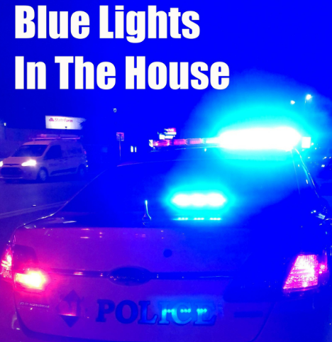 Blue lights police car